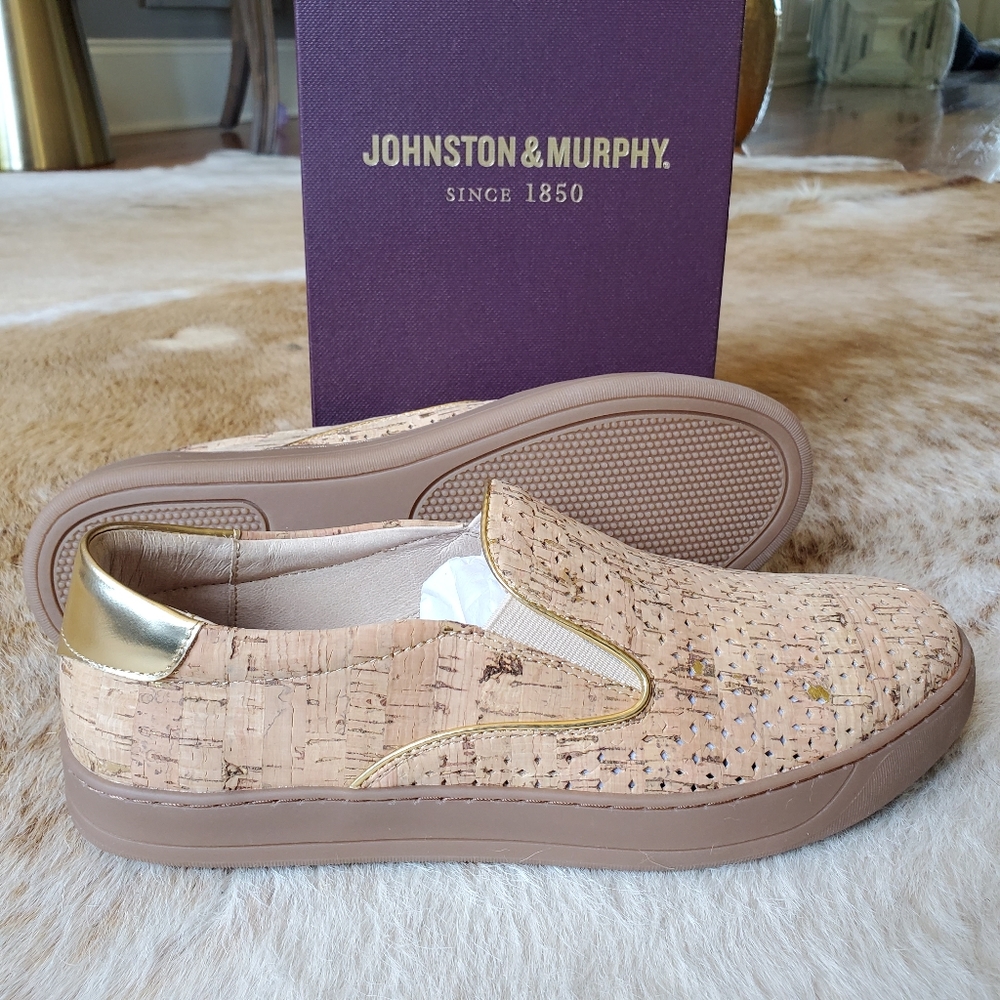 Johnston & Murphy Elaine Cork/Gold Slip-on Shoes